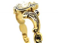 Early Victorian 18ct Gold, Black Enamel & Diamond Ring