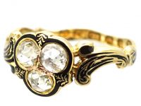 Early Victorian 18ct Gold, Black Enamel & Diamond Ring