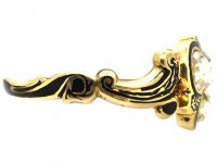 Early Victorian 18ct Gold, Black Enamel & Diamond Ring