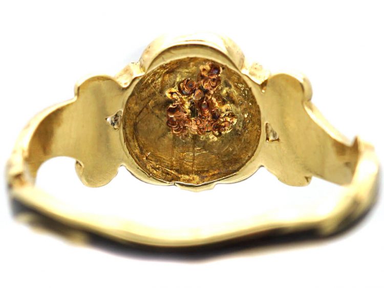 Early Victorian 18ct Gold, Black Enamel & Diamond Ring