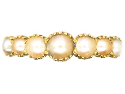 Georgian 18ct Gold Ring set with Natural Split Pearls