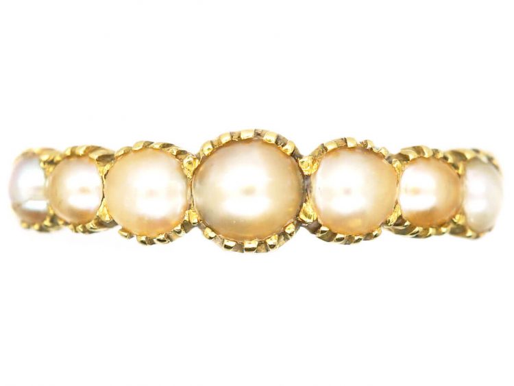 Georgian 18ct Gold Ring set with Natural Split Pearls