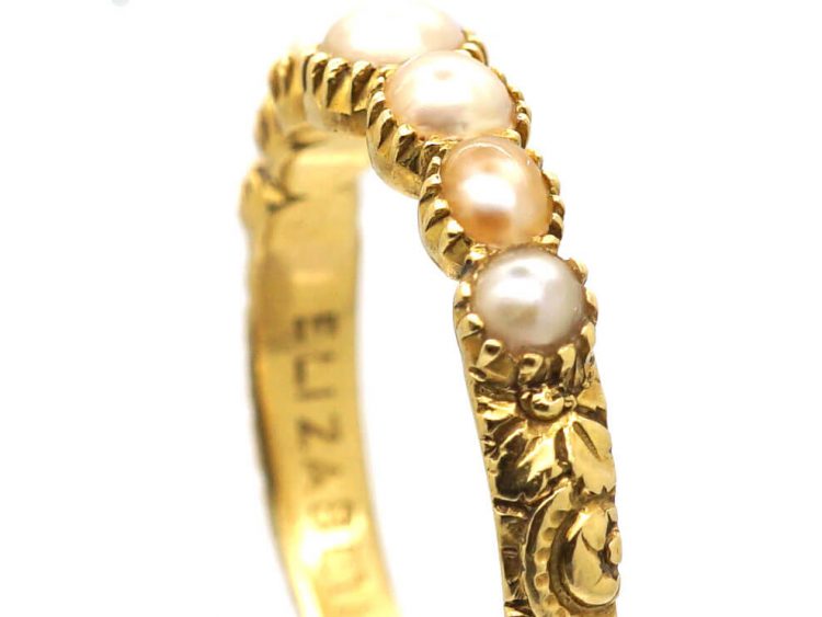 Georgian 18ct Gold Ring set with Natural Split Pearls