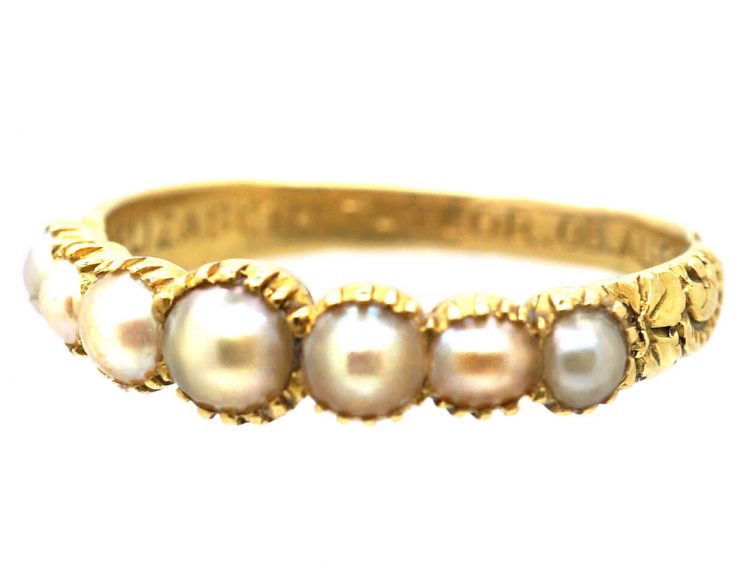 Georgian 18ct Gold Ring set with Natural Split Pearls