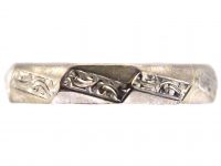 Art Deco 18ct White Gold Wedding Ring with Zig Zag Engraving