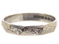 Art Deco 18ct White Gold Wedding Ring with Zig Zag Engraving