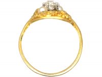 French 18ct Gold Art Nouveau Ring set with a Diamond & Pearls