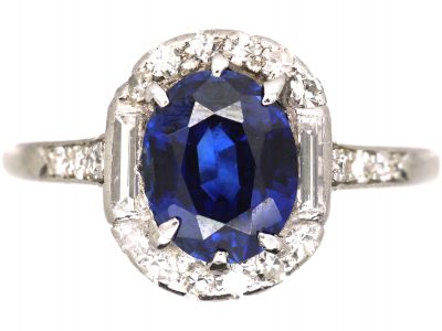 Early 20th Century Platinum, Sapphire & Diamond Ring by Alabaster & Wilson