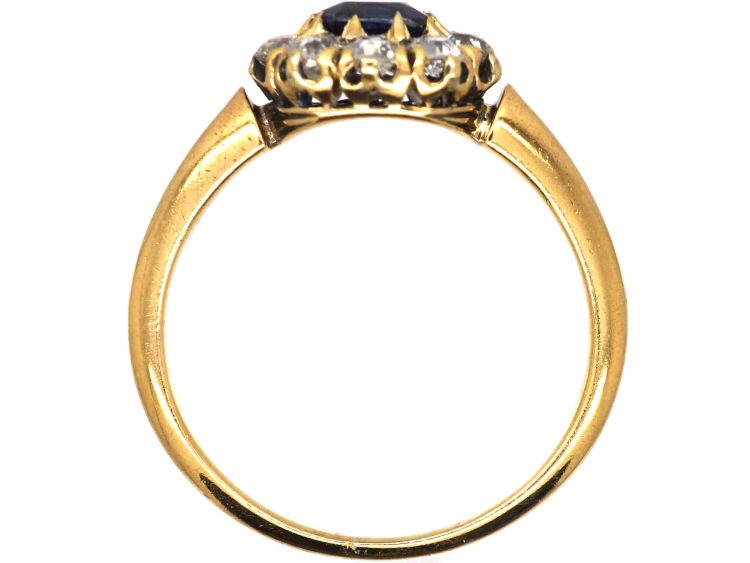 Edwardian 18ct Gold, Sapphire & Diamond Cluster Ring