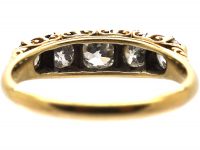 Victorian 18ct Gold, Five Stone Diamond Carved Half Hoop Ring