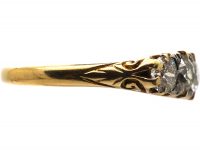 Victorian 18ct Gold, Five Stone Diamond Carved Half Hoop Ring