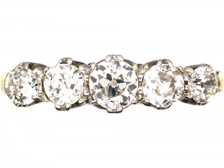 Early 20th Century 18ct Gold & Platinum, Five Stone Diamond Ring