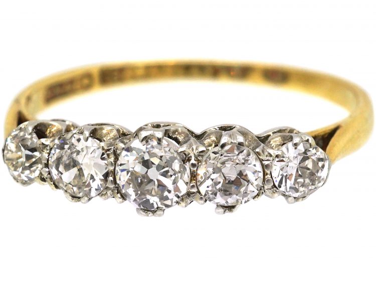 Early 20th Century 18ct Gold & Platinum, Five Stone Diamond Ring