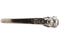 Early 20th Century Platinum Five Stone Diamond Ring with Diamond Set Shoulders