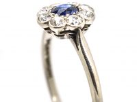 Edwardian Platinum, Sapphire & Diamond Cluster ring