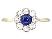 Edwardian Platinum, Sapphire & Diamond Cluster ring