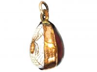 Edwardian Egg Shaped Pendant with Spider Motif & Red Glass