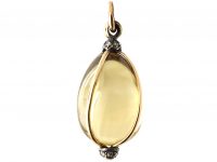 Edwardian 9ct Gold & Silver & Rose Diamond Citrine Egg Pendant
