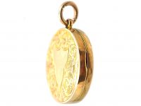 Edwardian 9ct Round locket with Engraved Floral Detail