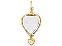 Georgian 18ct Gold Heart Shaped Pendant with Small Heart Drop