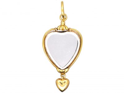 Georgian 18ct Gold Heart Shaped Pendant with Small Heart Drop