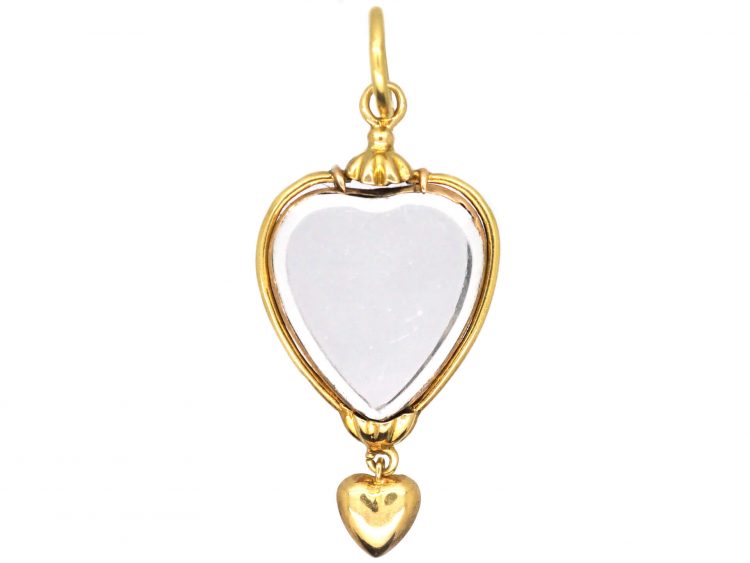 Georgian 18ct Gold Heart Shaped Pendant with Small Heart Drop
