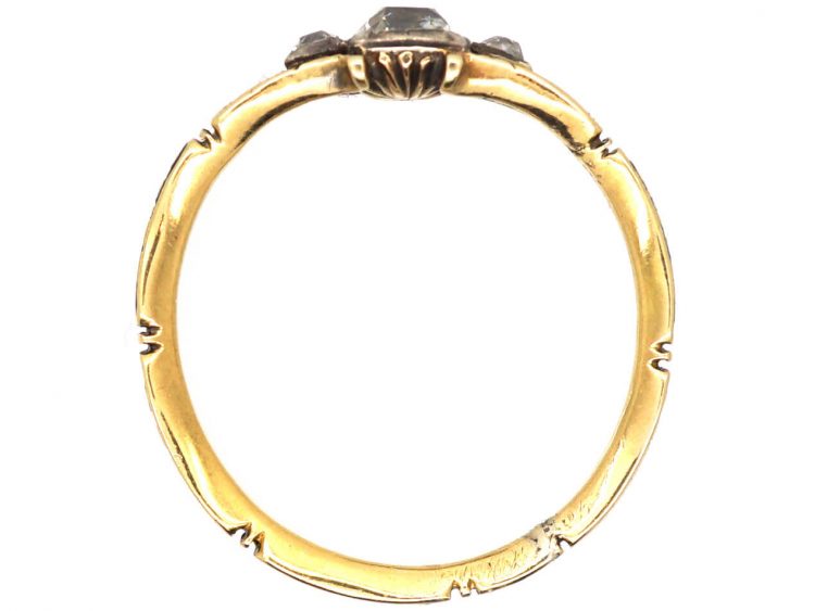 Georgian Mourning Ring set with Old Mine Cut Diamonds