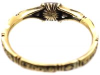 Georgian Mourning Ring set with Old Mine Cut Diamonds