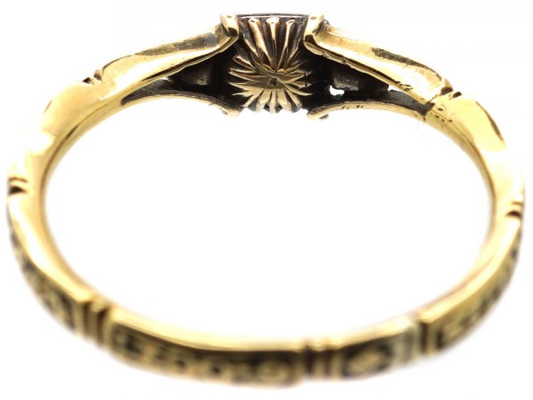 Georgian Mourning Ring set with Old Mine Cut Diamonds