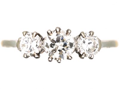 Early 20th Century 18ct Gold & Platinum, Three Stone Diamond Ring