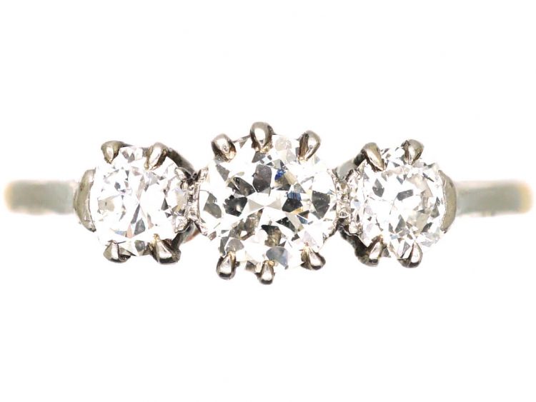 Early 20th Century 18ct Gold & Platinum, Three Stone Diamond Ring