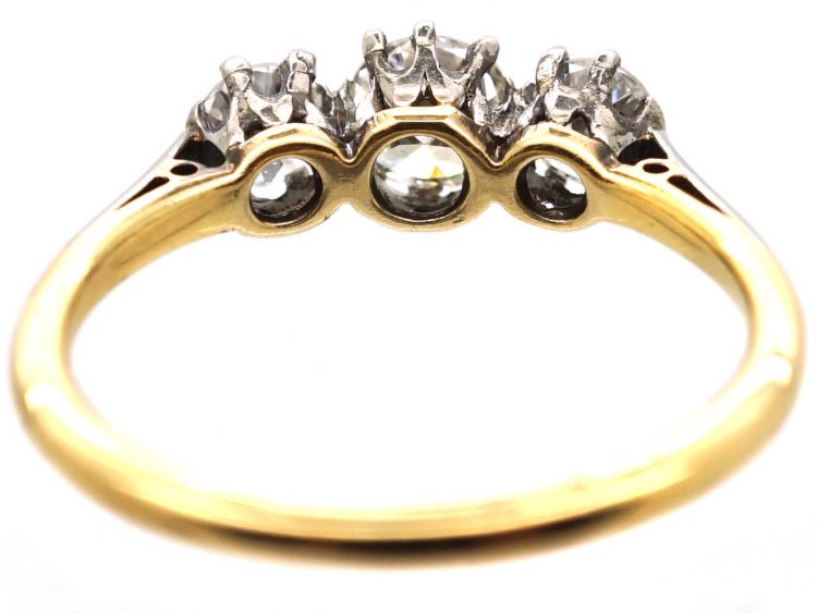 Early 20th Century 18ct Gold & Platinum, Three Stone Diamond Ring