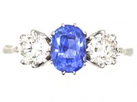 18ct White Gold, Sapphire & Diamond Three Stone Ring