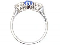 18ct White Gold, Sapphire & Diamond Three Stone Ring