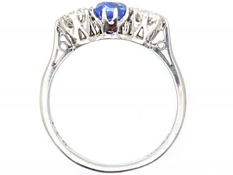 18ct White Gold, Sapphire & Diamond Three Stone Ring