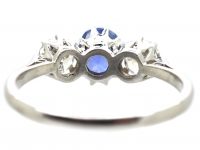 18ct White Gold, Sapphire & Diamond Three Stone Ring