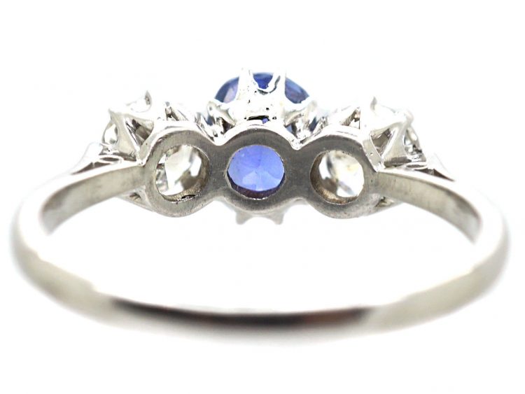 18ct White Gold, Sapphire & Diamond Three Stone Ring