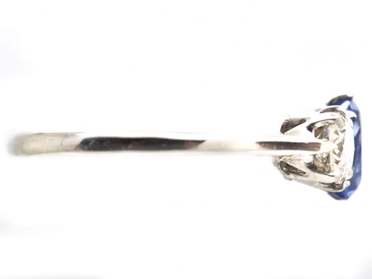 18ct White Gold, Sapphire & Diamond Three Stone Ring