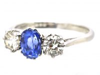 18ct White Gold, Sapphire & Diamond Three Stone Ring