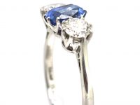 18ct White Gold, Sapphire & Diamond Three Stone Ring