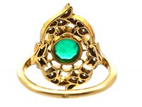 French Belle Epoque 18ct Gold & Platinum, Emerald & Diamond Flower Ring