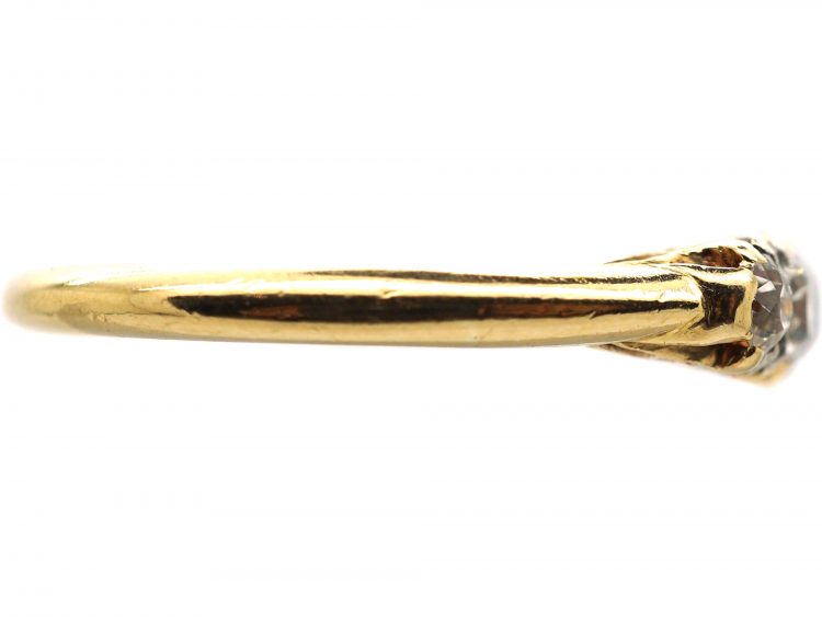 Edwardian 18ct Gold, Five Stone Diamond Carved Half Hoop Ring
