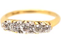 Edwardian 18ct Gold, Five Stone Diamond Carved Half Hoop Ring