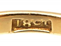 Edwardian 18ct Gold, Five Stone Diamond Carved Half Hoop Ring