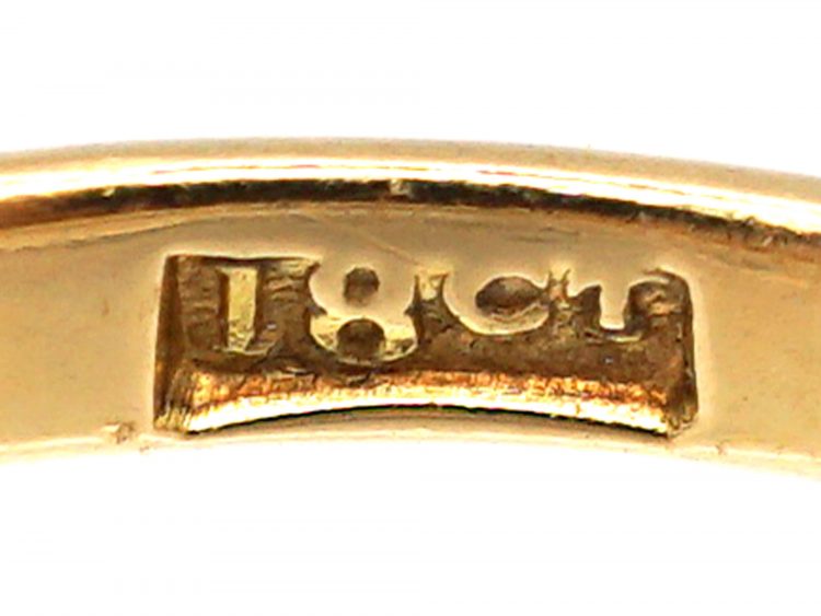 Edwardian 18ct Gold, Five Stone Diamond Carved Half Hoop Ring