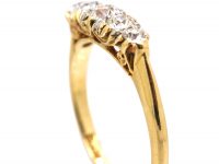 Edwardian 18ct Gold, Five Stone Diamond Carved Half Hoop Ring