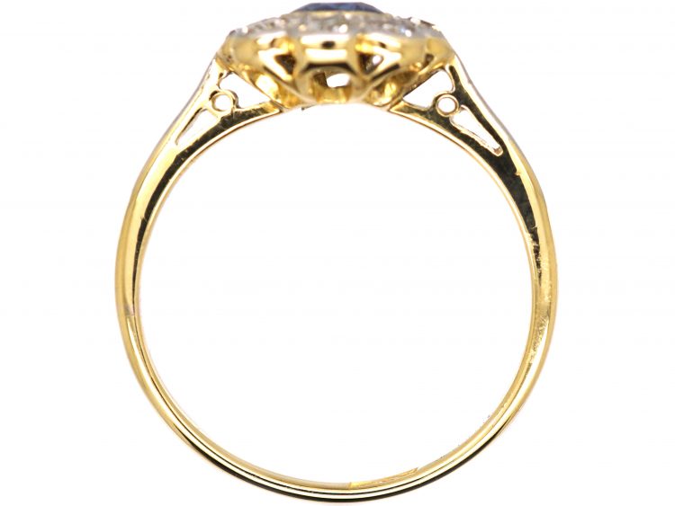Edwardian 18ct Gold & Platinum, Sapphire & Diamond Cluster Ring