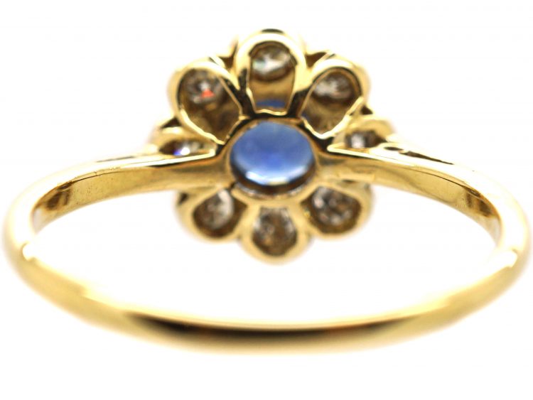 Edwardian 18ct Gold & Platinum, Sapphire & Diamond Cluster Ring