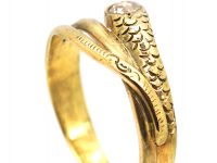 Early 20th Century 14ct Gold Snake Ring set with a Diamond