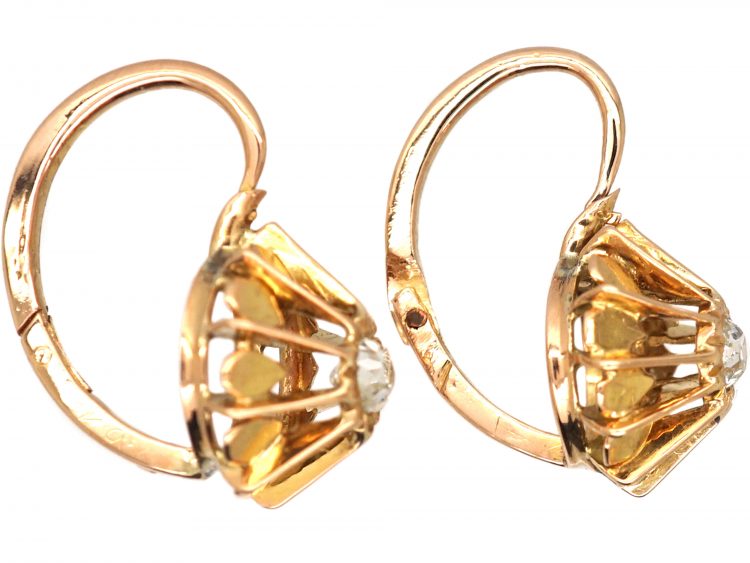 French late 19th Century 18ct Gold & Diamond Earrings